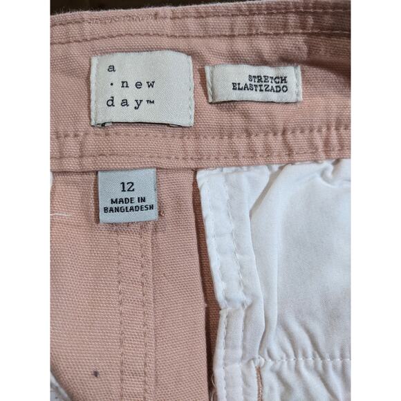 A New Day Wide Leg Pants High Rise Cropped Coral Pink 12 Relaxed Fit Everyday - Picture 7 of 9